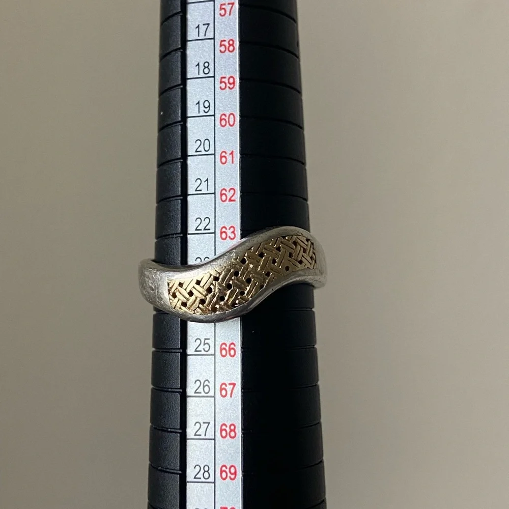Teme Sterling silver and 14 K gold ring, size 10.75